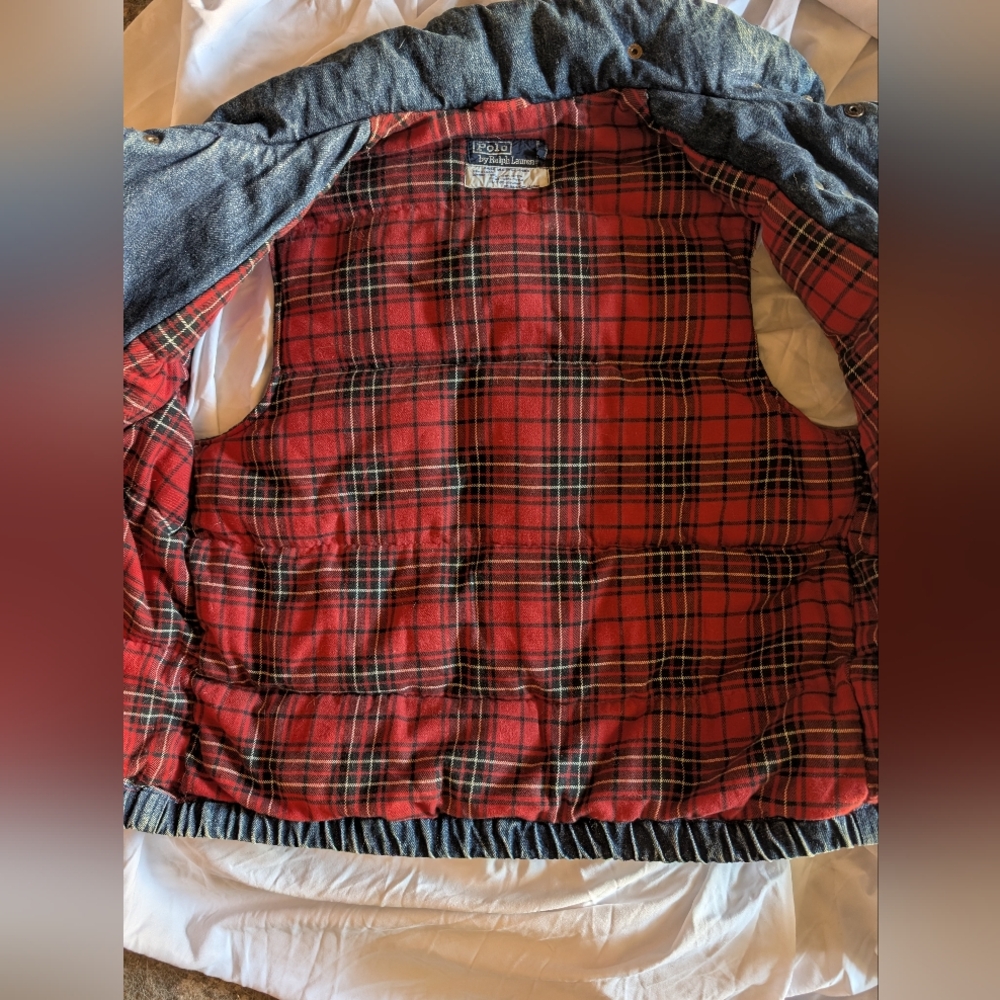 Ralph Lauren Denim Fireman Buckle Down Filled Biker Vest M - Picture 3 of 8